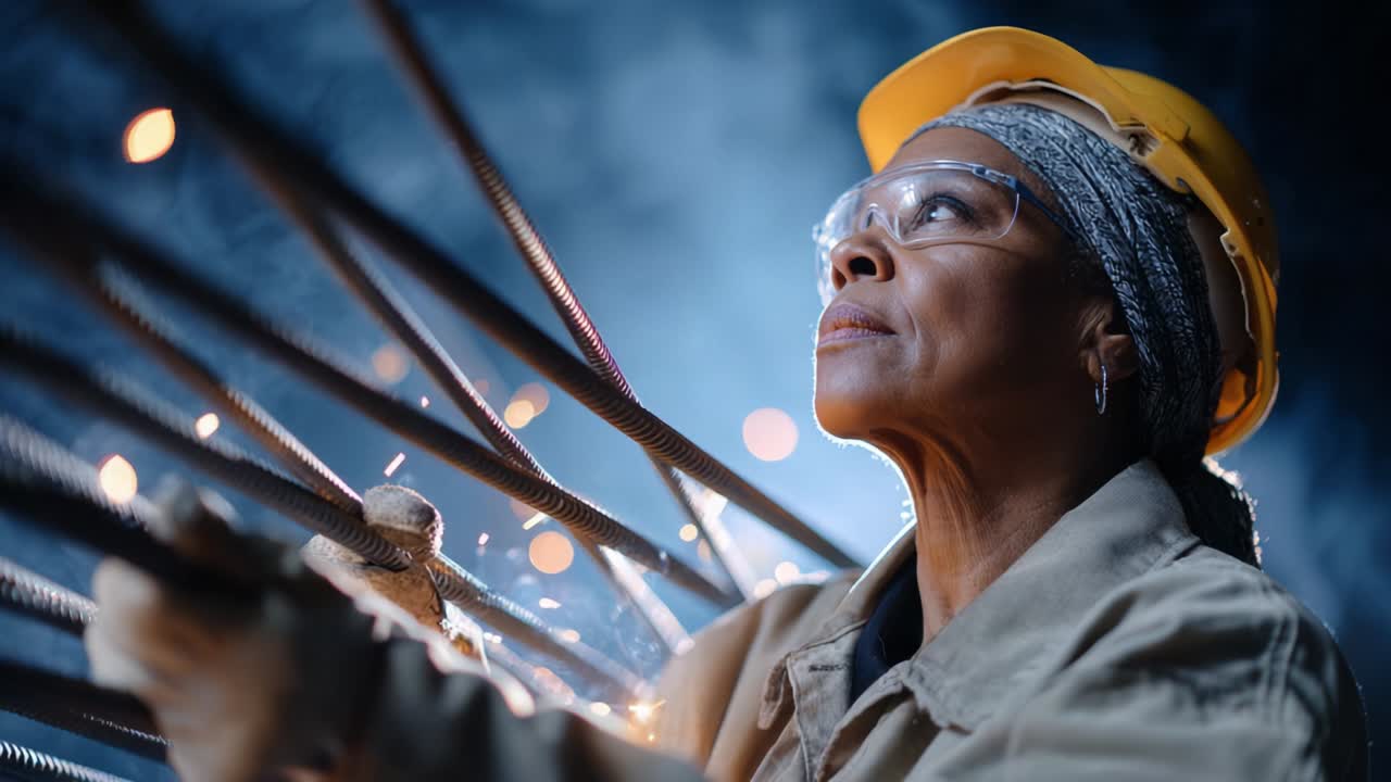 Kvindelig ingeniør, der arbejder på stålkabler