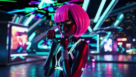 neon cyberpunk woman