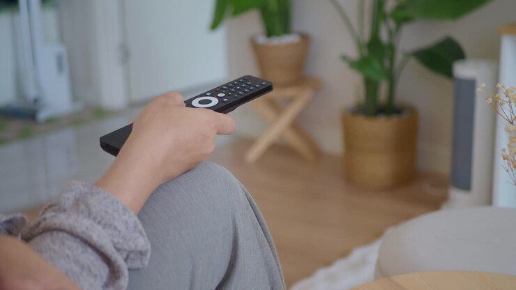 Close Up of Hand Holding TV Remote Control and Changing Channels