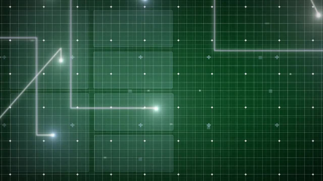 초록색 배경에 있는 빛의 반점과 모양의 애니메이션