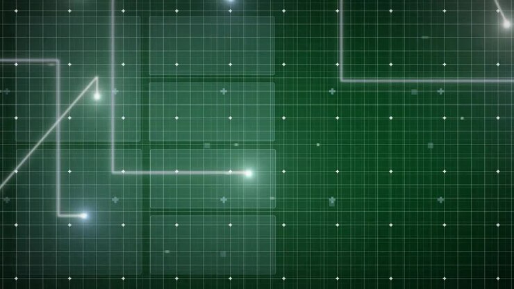 Animation of light spots and shapes on green background