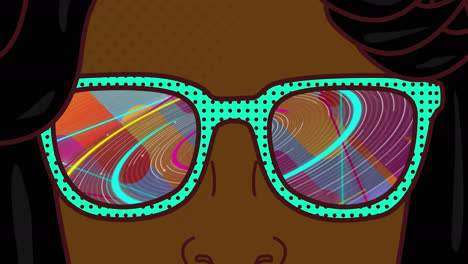 animación de una mujer con gafas de sol con un patrón que se mueve en un bucle sin costuras