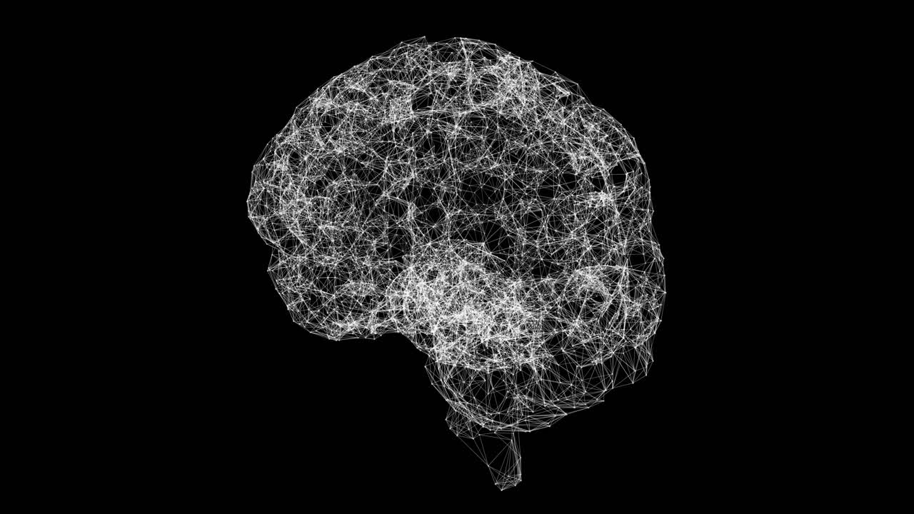 3D human brain spinning against black background