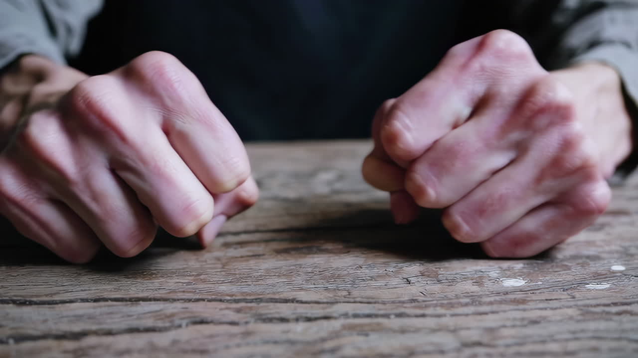 Hands on a Wooden Table