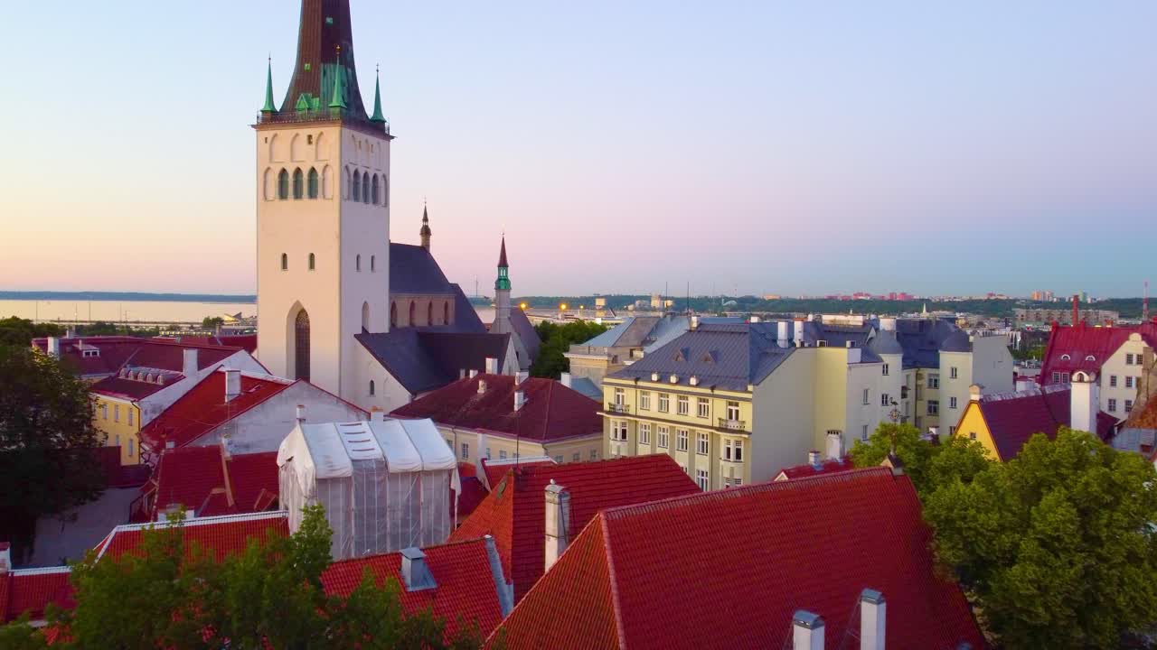 St Olaf's Church tower drone, Tallinn, Esto