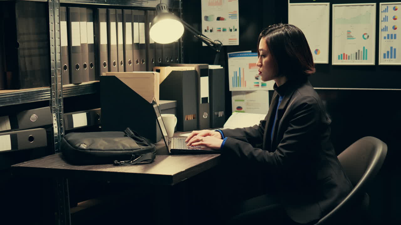 il detective utilizza tecniche forensi per esaminare le prove memorizzate nell'archivio