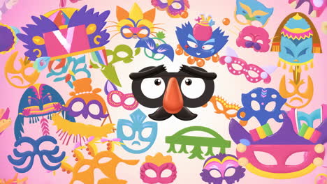 a vibrant collection of carnival and masquerade masks