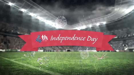 animation of independence day text over sports stadium