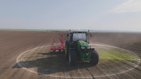 automated tractor planting in field