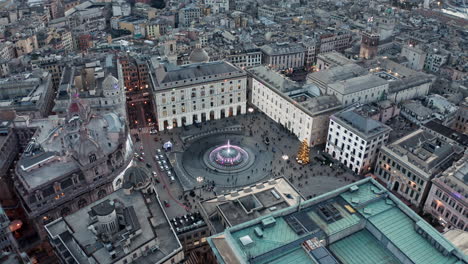 piazza de ferrari plaza de la ciudad atracción turística en génova, italia, vista aérea