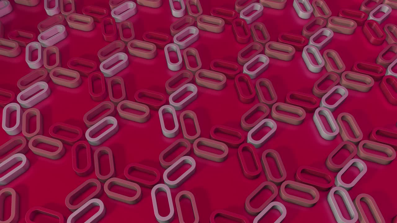 простой минималистический 3d-рендеринг вращающихся экструдированных форм. красно-красные овалы, ссылки.