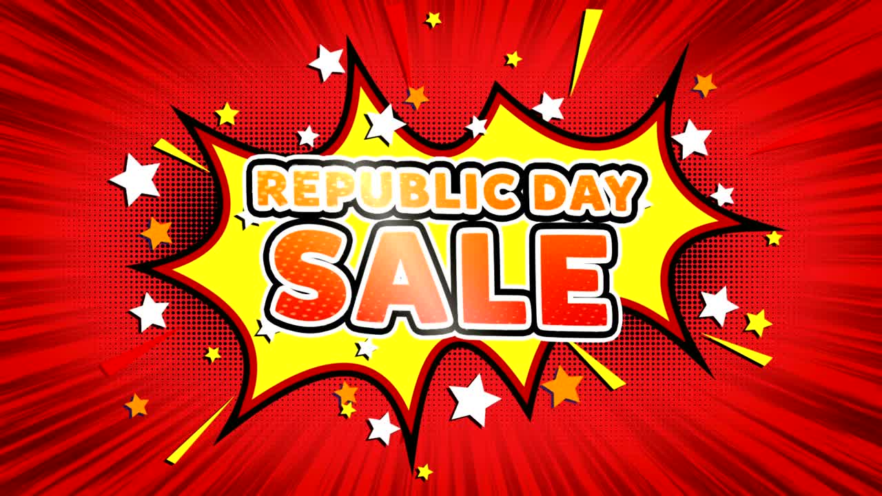공화국의 날 판매 텍스트 팝 아트 스타일 코 표현