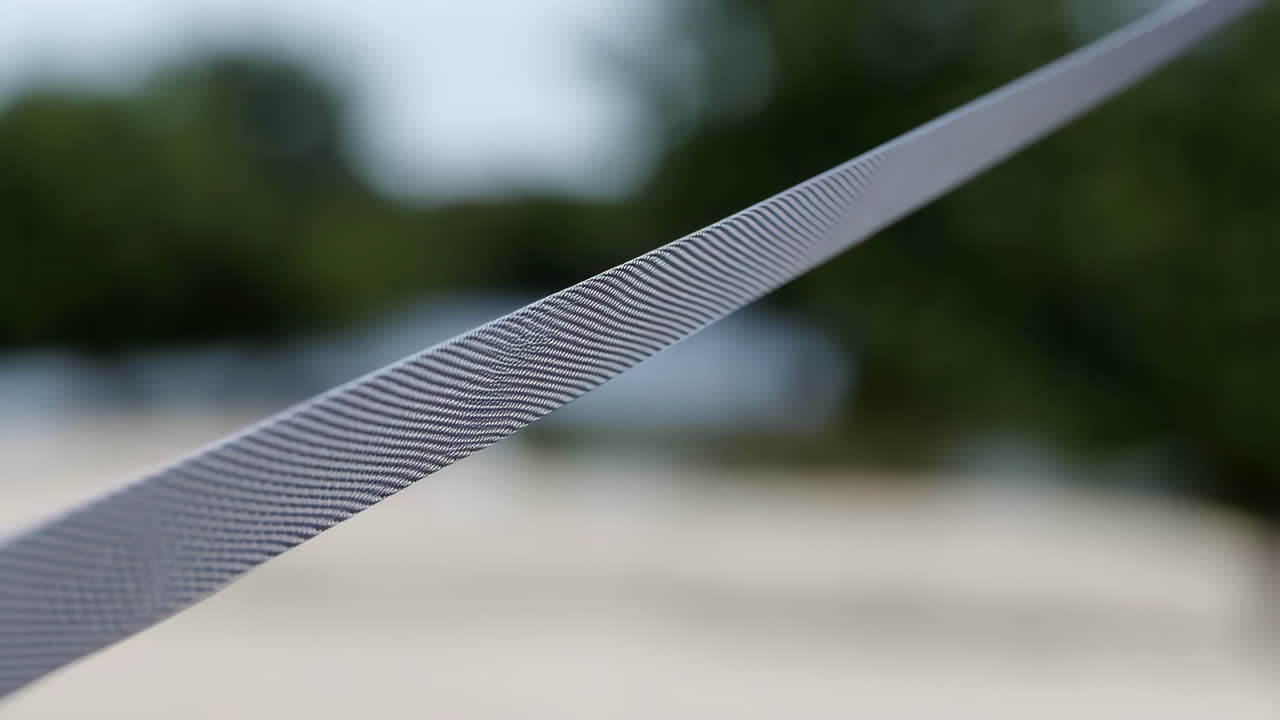 Close-up of a Metal File's Textured Surface