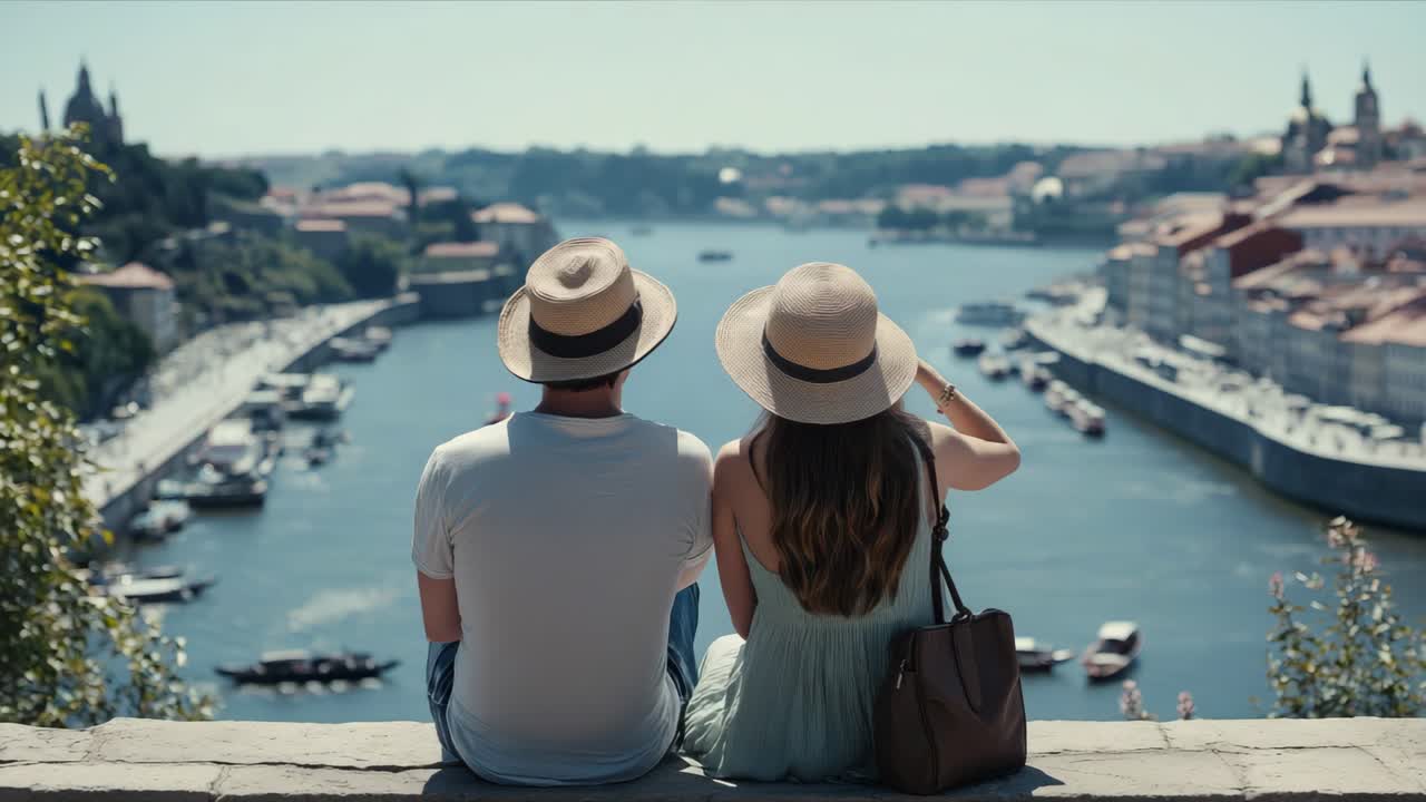 Couple enjoying river view