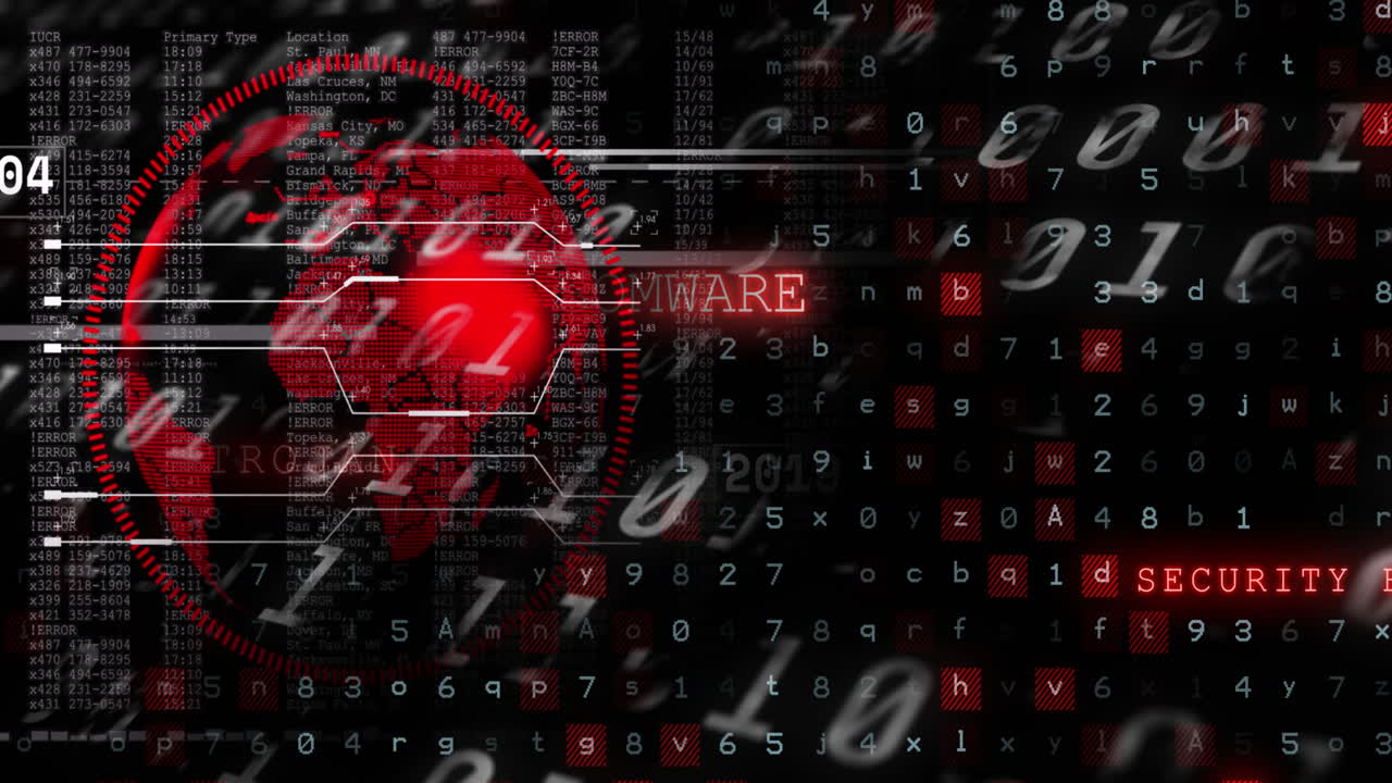 animación del globo y procesamiento de datos sobre fondo negro