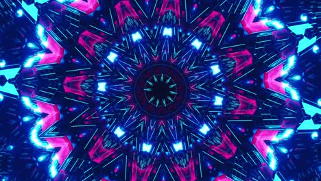 blue and pink abstract design with star in the center. kaleidoscope vj loop