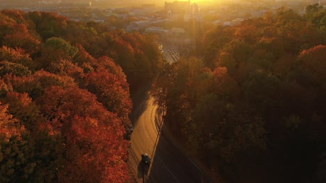 drone aerial view of city traffic