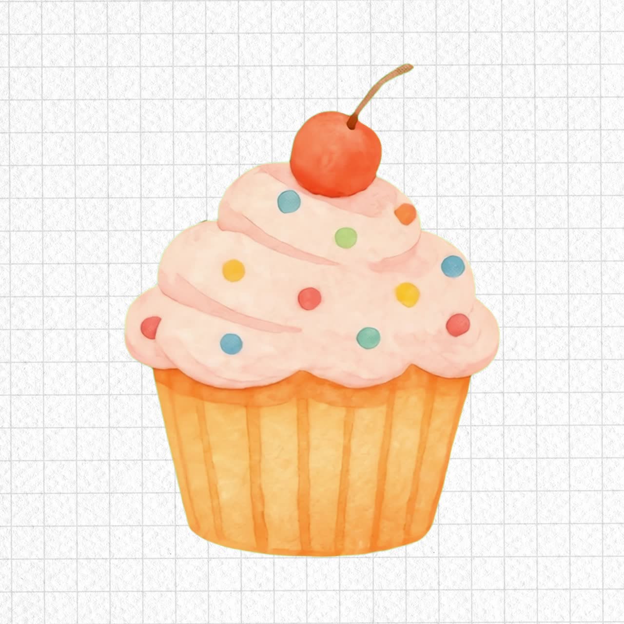 Risorsa isolata di animazione di cupcake colorato con ciliegina, video 4K trasparente, canale alfa