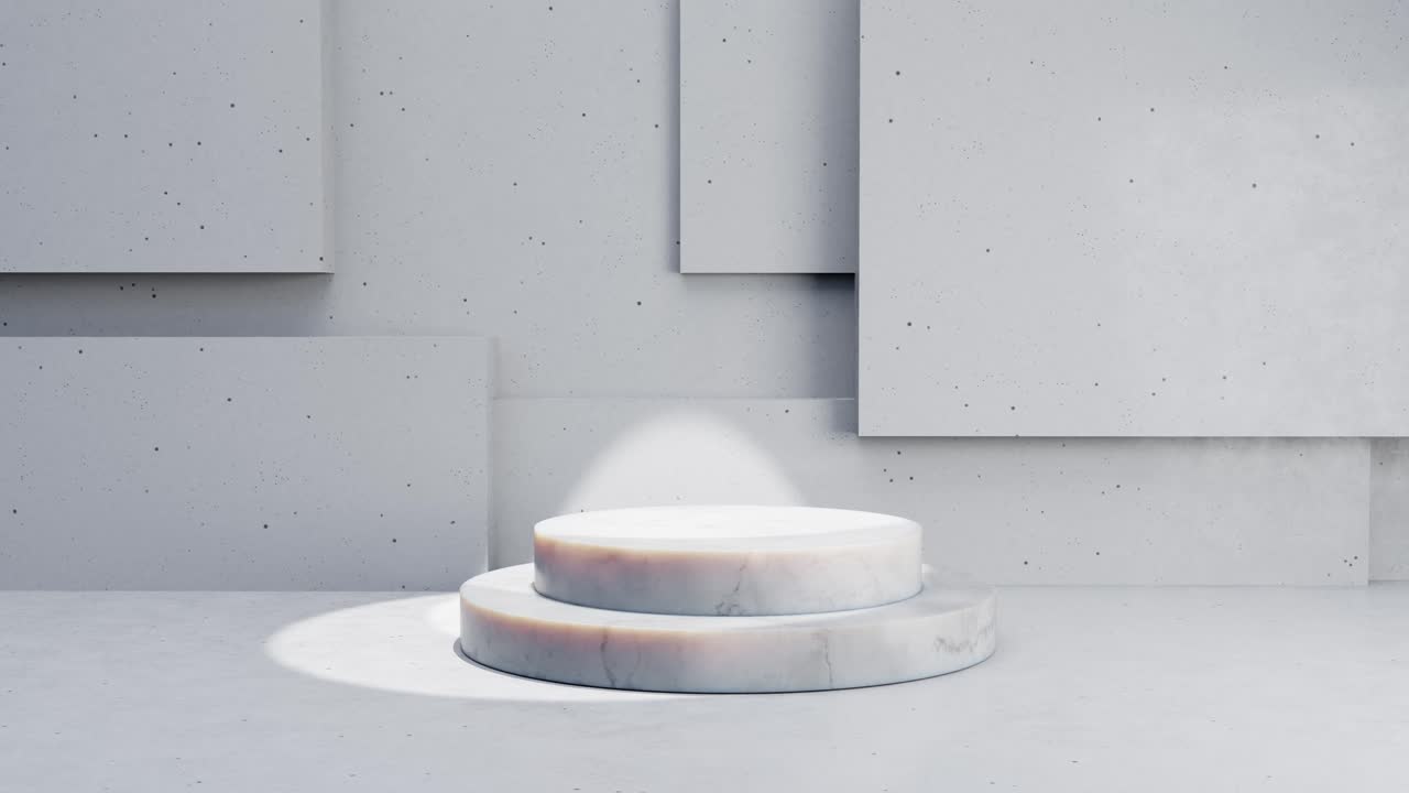 Minimalistisk marmorpodie med dynamisk lys og skygge