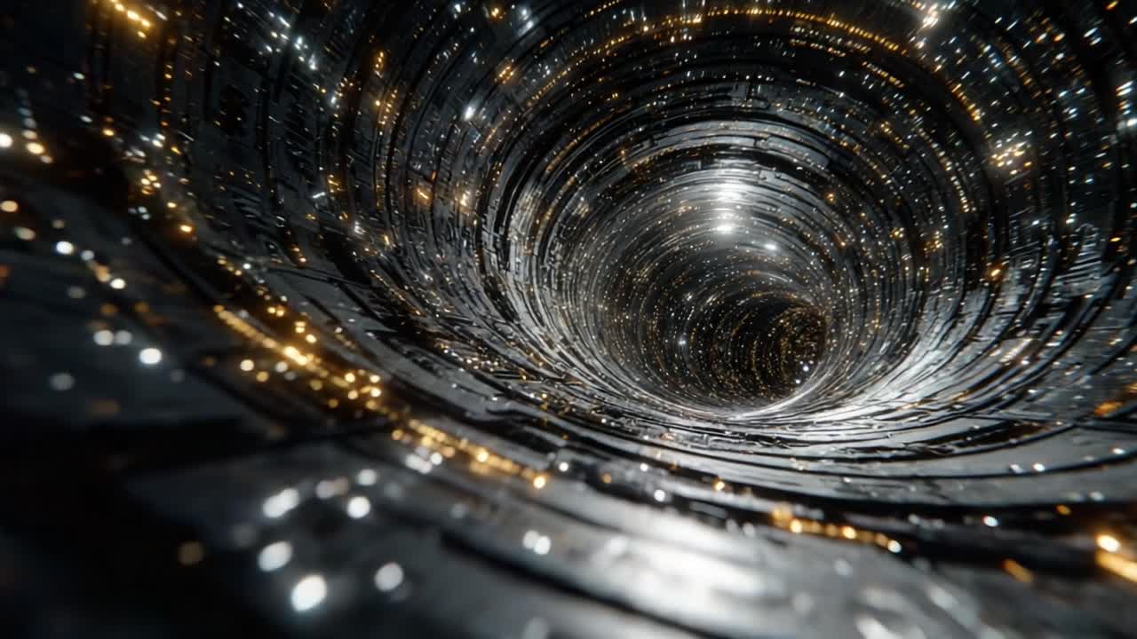 A Captivating Descent into a Mysterious Cosmic Vortex Swirling with Stars and Light, Unveiling the Beauty of the Universe's Hidden Depths