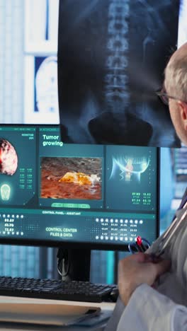 vertical video geriatric physician provides cancer awareness through medical screening