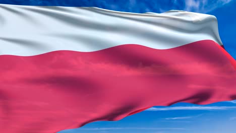 flag of poland with fabric structure against a cloudy sky (loopable)