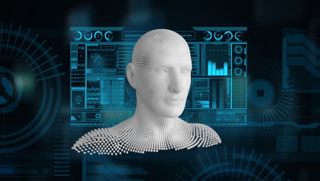 moving human bust with data processing