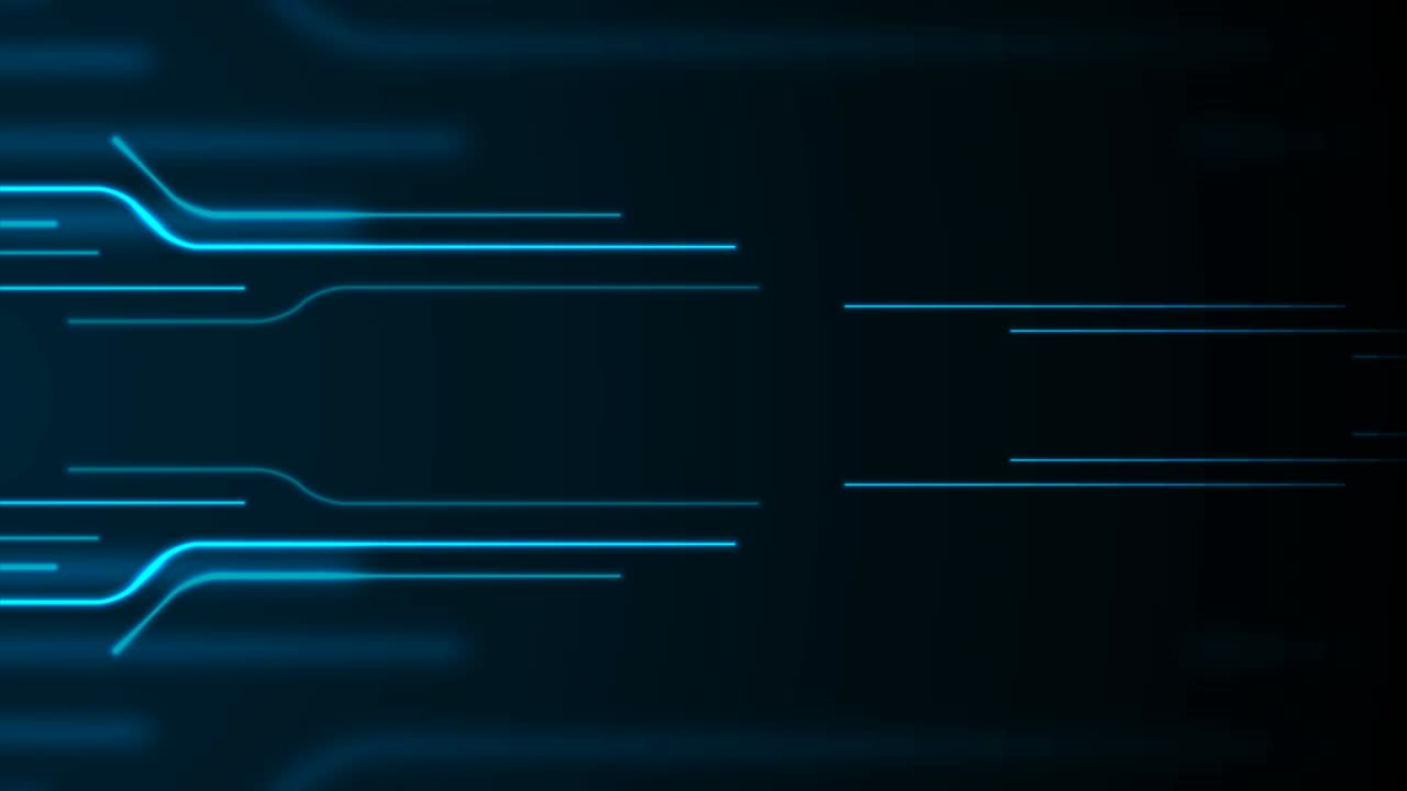 líneas de placa de circuitos de neón azul brillante fondo de movimiento