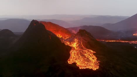 Incredible-Night-Aerial-Of-The-Dramatic-Volcanic-Eruption-Of-The-Fagradalsfjall-Volcano-On-The-Reykjanes-Peninsula-In-Iceland