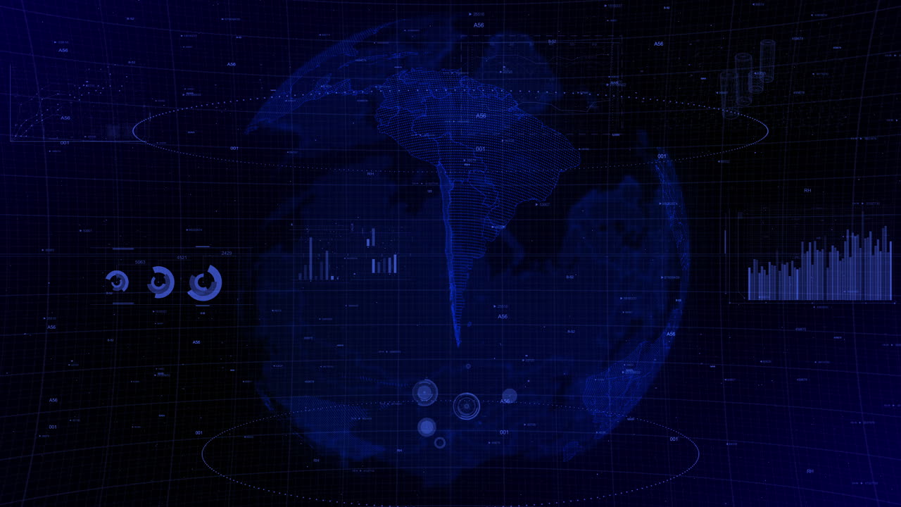 cinematic digital globe rotating video background showcases zooming in on Chile country