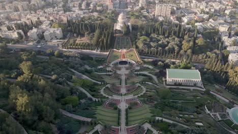 an aerial shot of the bahai gardens in israel