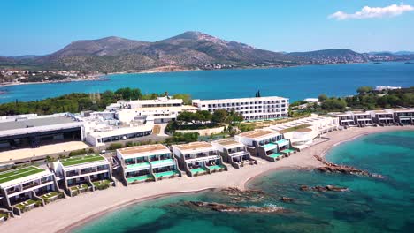 amazing turquoise water in the agean coast of attica sunio filmed by drone