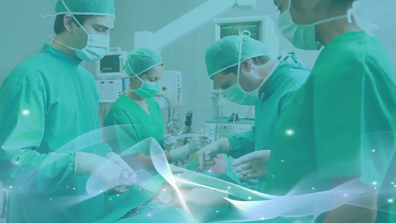 animación de la onda sobre el cirujano en el quirófano