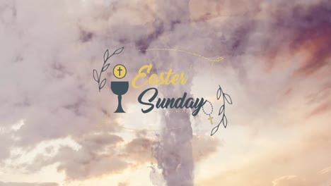 Animation-of-easter-sunday-over-moving-clouds