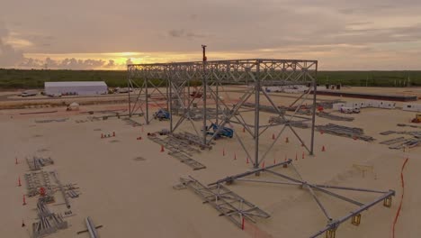 Realization-of-gas-fired-power-project-in-Monte-Cristi-at-sunset,-Dominican-Republic