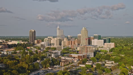 raleigh north carolina aerial v16 flyover warehouse district capturing trendy neighborhood with converted industrial buildings and views of downtown cityscape - shot with inspire 3 8k - sept 30th 2023