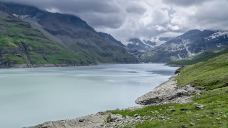 timelapse of a swiss lake between green mountains