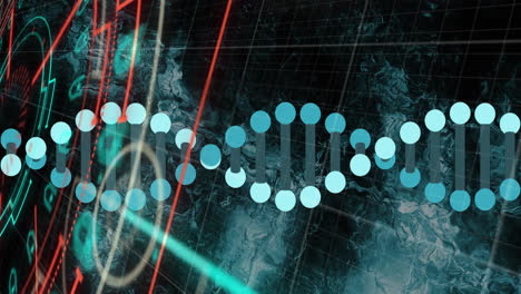 animación del procesamiento de datos sobre la cadena de adn