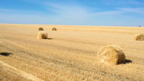 round bales at the field aerial view