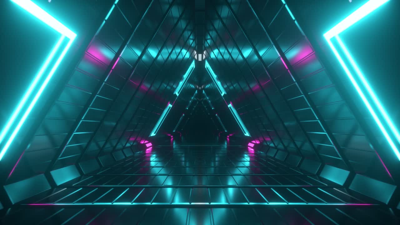tunnel a triangolo al neon futuristico