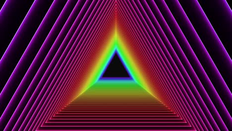 rainbow neon light tunnel triangle