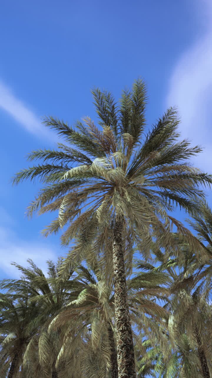 Palm trees against a blue sky