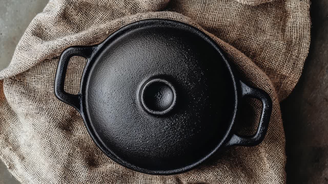 черный чугунный горшок