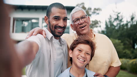 Happy,-selfie-and-child-with-grandfather