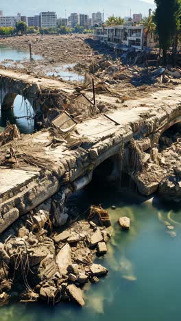 devastated landscape of a once thriving city by the water