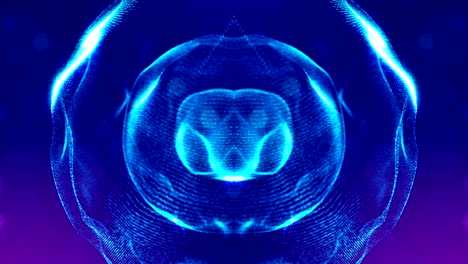 complex blue composition with luminous particles that form wavy structures in the air. 4k 3d looped smooth animation with glow paricles. sci-fi microworld or space background. 13