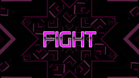 Animation-of-fight-text-over-neon-pattern-background