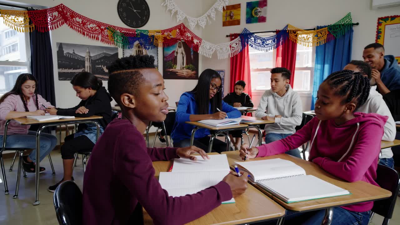 Students Studying in a Diverse Classroom