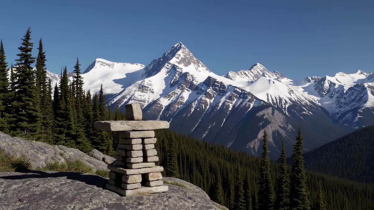 Mountain Scenery with Stone Cairn