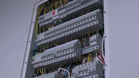 voltage switchboard with circuit breakers. electrical background